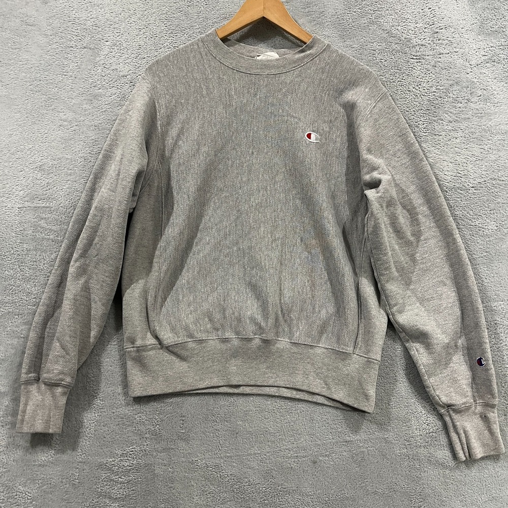 Vintage‎ Champion Reverse Weave Sweatshirt Men Small Heather Gray Rib Trim Tight